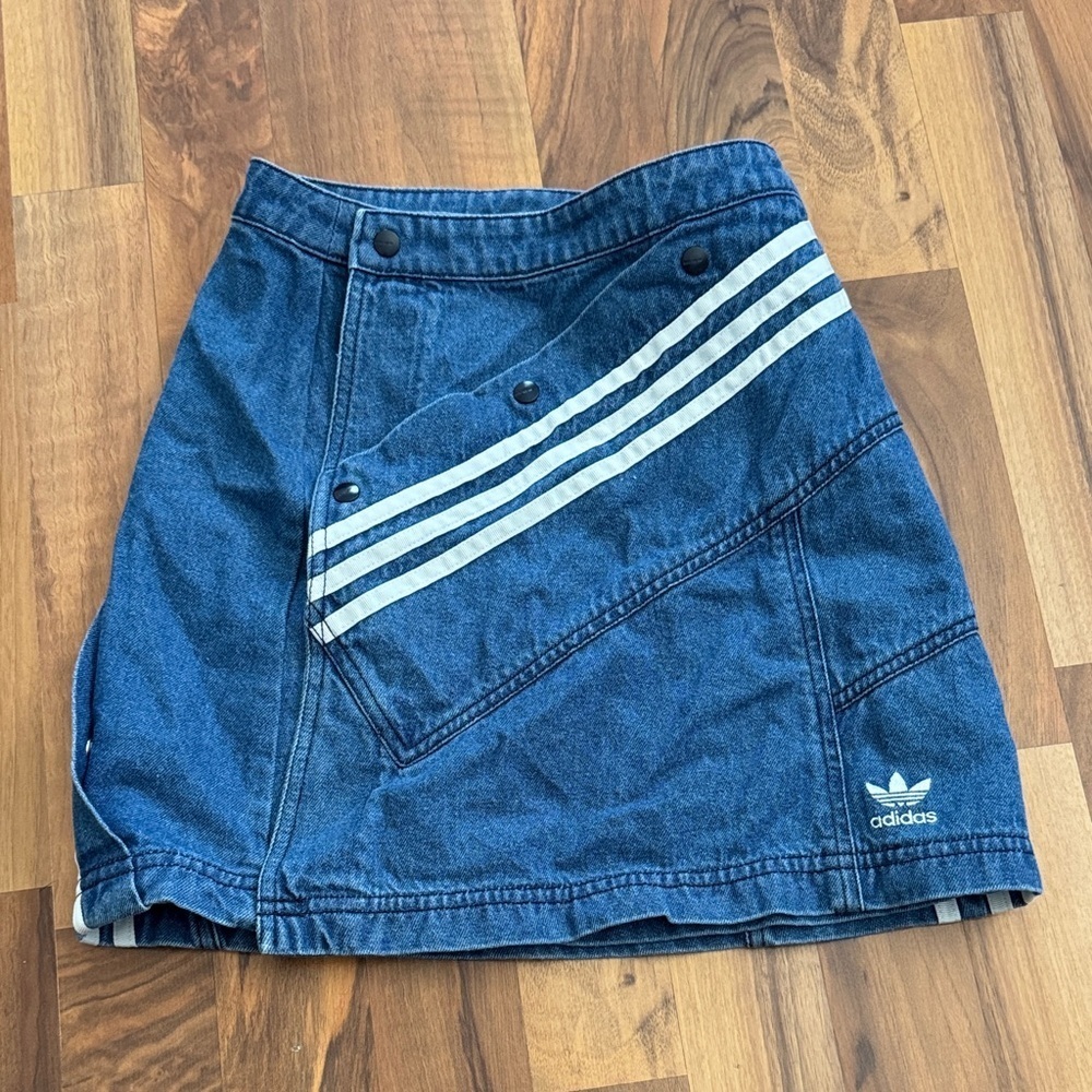 Adidas / danielle cathari Indigo Denim Skirt with White Accents